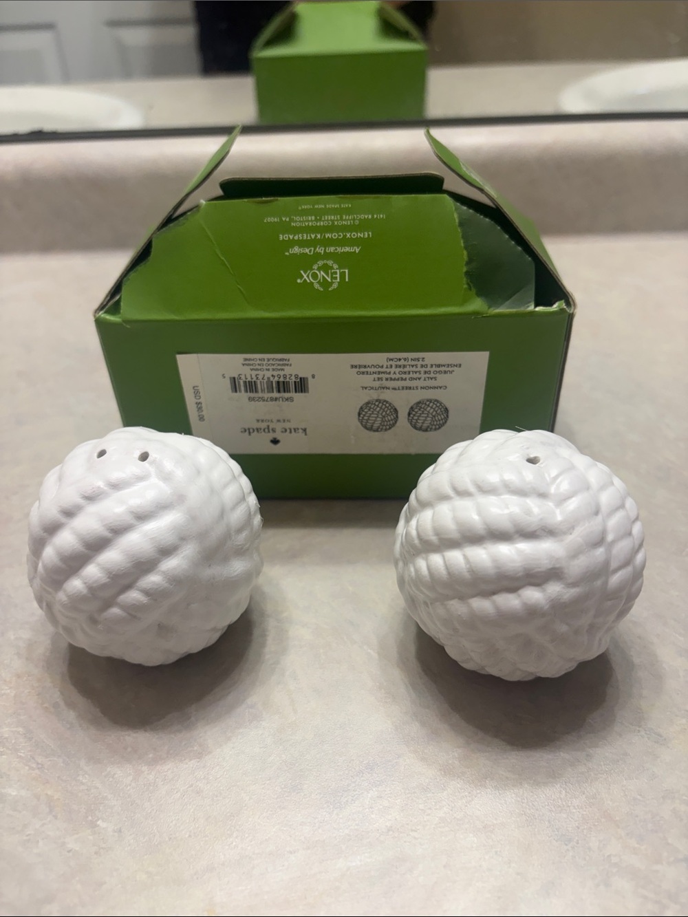 Kate Spade White nautical salt and pepper shakers. Includes box